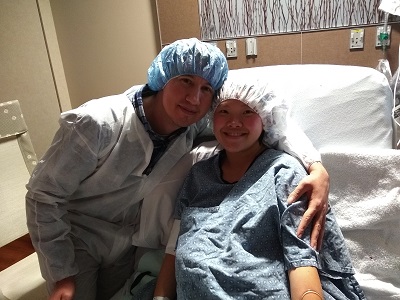 John and Monika prepped for surgery